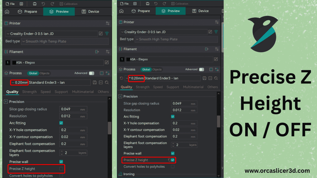 Printing Process and Quality Improvement 5 Precise Z Height ON OFF